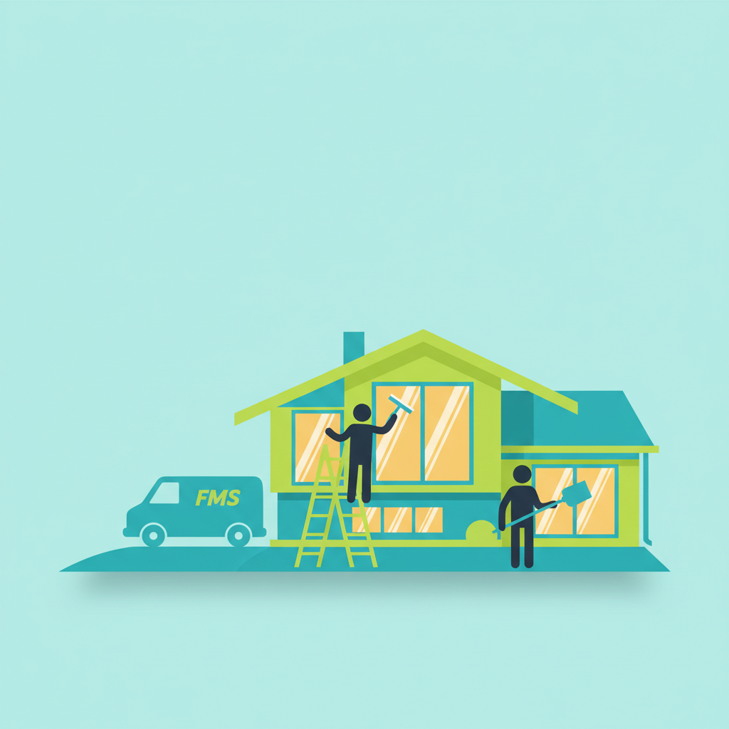 Ilustración del equipo de Francis Multi Services trabajando en una casa de Chicagoland
